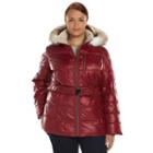 Plus Size Halifax Faux-fur Hooded Puffer Jacket, Women's, Size: 1xl, Red