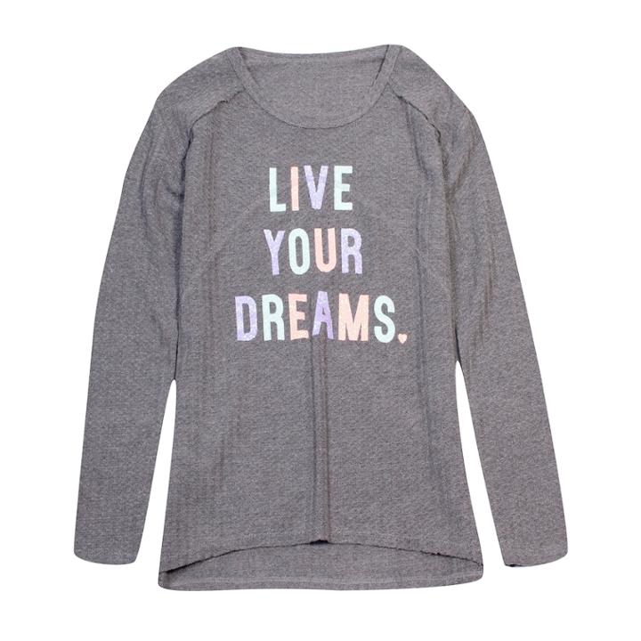 Girls 7-16 Harper & Elliott Waffle Textured Graphic Tee, Size: Small, Grey (charcoal)