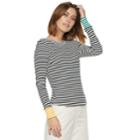 Women's Popsugar Contrast-stripe Crewneck Sweater, Size: Large, White