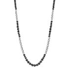 Napier Long Black Beaded Circle Link Necklace, Women's
