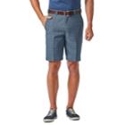 Men's Haggar&reg; Cool 18&reg; Pro Straight-fit Windowpane Stretch Flat-front Shorts, Size: 42, Med Blue