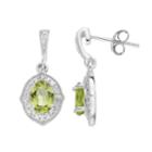 Radiant Gem Sterling Silver Peridot & Diamond Accent Drop Earrings, Women's, Green