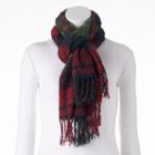 Chaps Plaid Oversized Boucle Blanket Scarf, Women's, Red