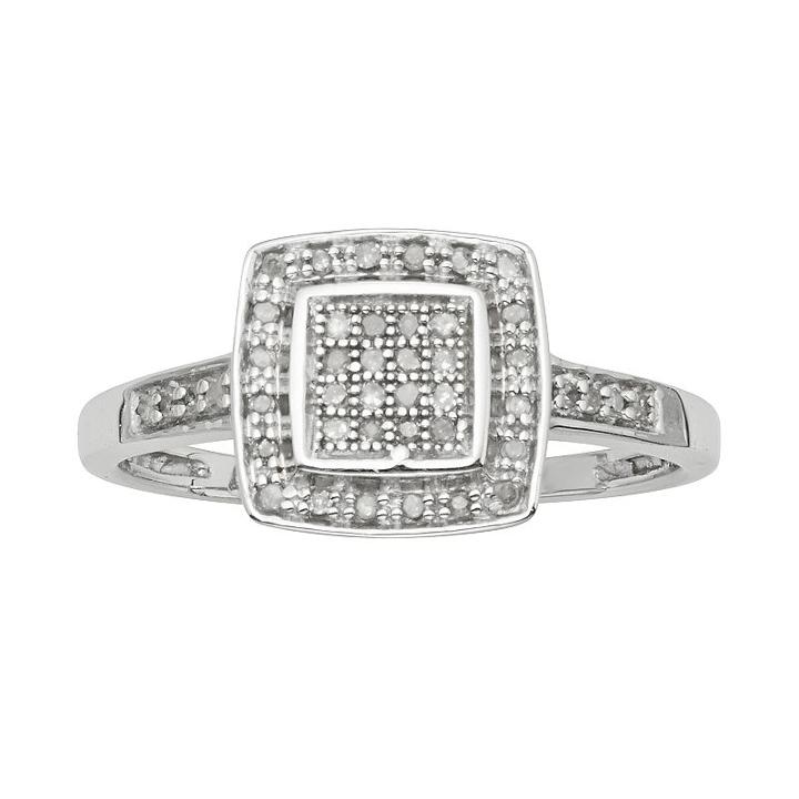 Sterling Silver 1/7-ct. Diamond Halo Ring, Women's, Size: 6, White
