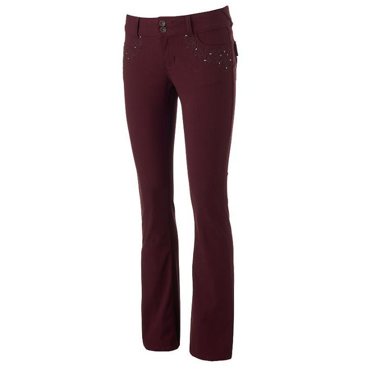 Juniors' Hydraulic Studded Bootcut Pants, Teens, Size: 7, Light Red