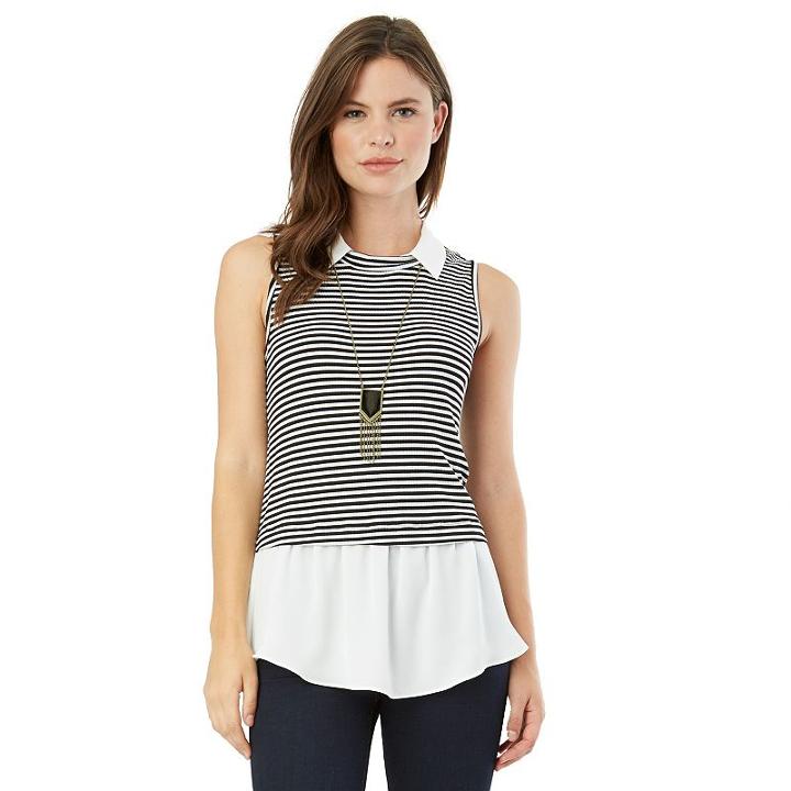 Juniors' Iz Byer California Striped Mock-layer Top, Girl's, Size: Medium, Ovrfl Oth