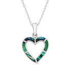 Sterling Silver Abalone Heart Pendant Necklace, Women's, Size: 18, Green