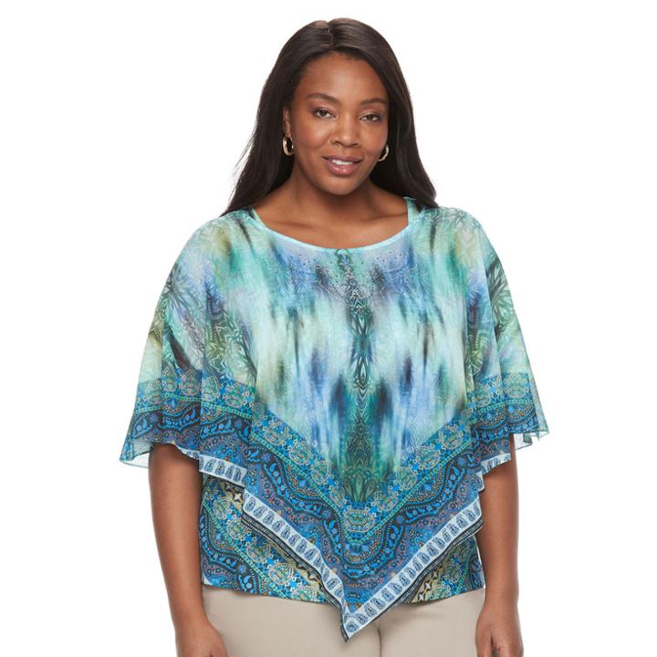 Plus Size World Unity Printed Top & Tank Set, Women's, Size: 3xl, Dark Green