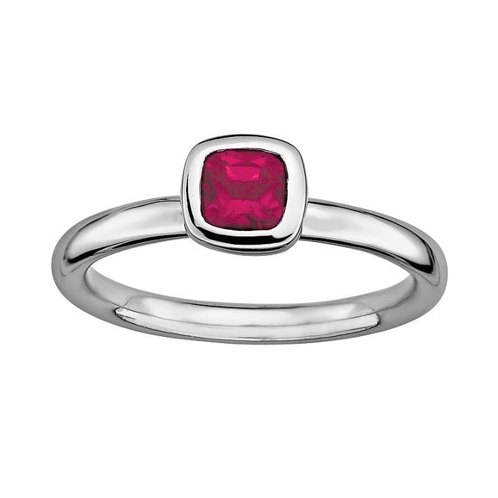 Stacks And Stones Sterling Silver Lab-created Ruby Stack Ring, Women's, Size: 10, Grey