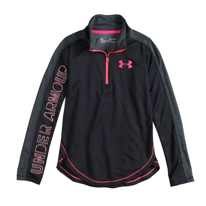 Girls 7-16 Under Armour Tech Quarter-zip Pullover Top, Size: Large, Black
