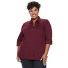 Plus Size Croft & Barrow&reg; Knit-to-fit Roll-tab Shirt, Women's, Size: 1xl, Red