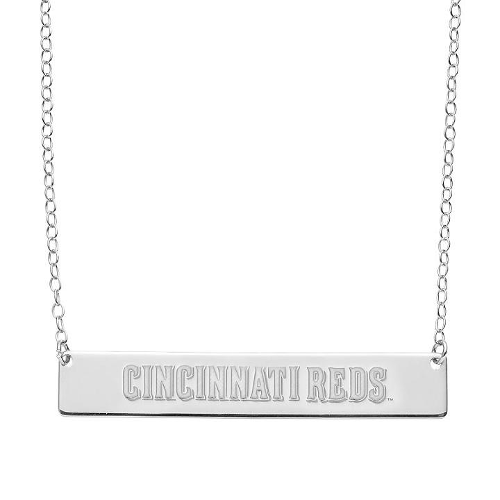 Cincinnati Reds Sterling Silver Bar Necklace, Women's, Size: 16, Grey
