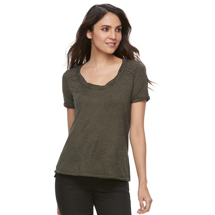 Women's Rock & Republic&reg; Twisted Scoopneck Tee, Size: Xxl, Green