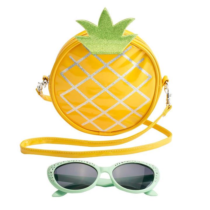 Girls 4-16 Pineapple Crossbody Bag & Sunglasses Set, Girl's, Multicolor