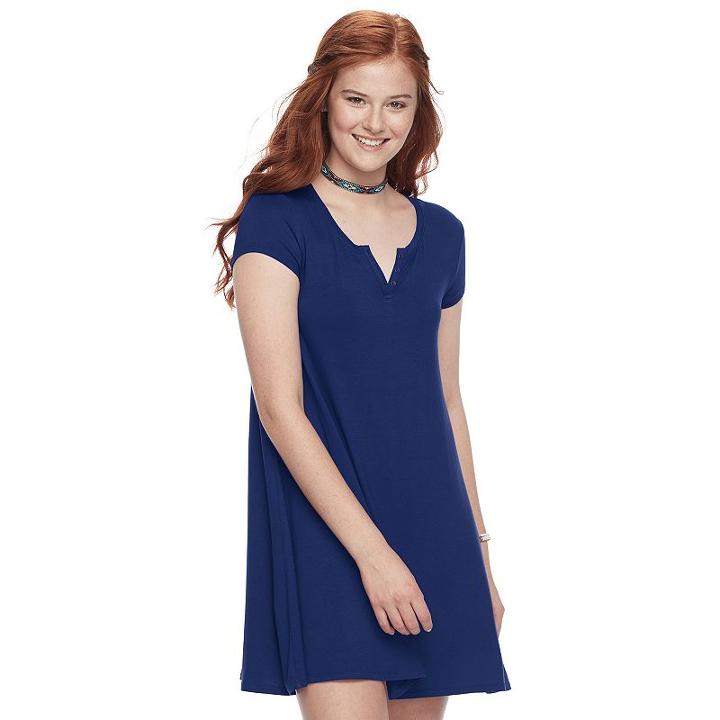 Juniors' So&reg; Henley Swing Dress, Teens, Size: Large, Dark Blue