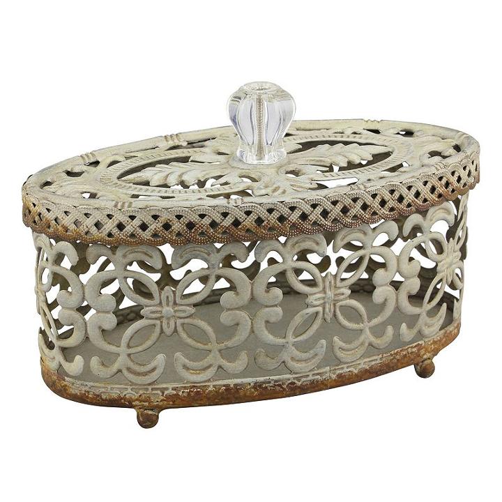 Stonebriar Collection Decorative Trinket Box Table Decor, White