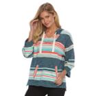Women's Woolrich Quinn River Striped Poncho Sweater, Size: Xxl, Blue (navy)
