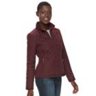 Women's Weathercast Quilted Midweight Moto Jacket, Size: Large, Dark Red