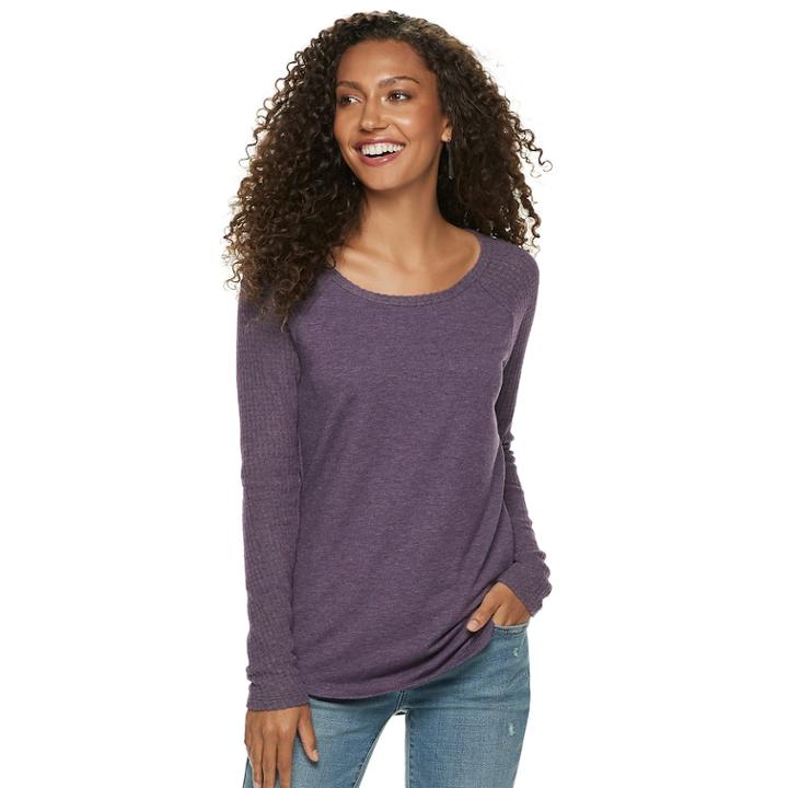 Women's Sonoma Goods For Life™ Supersoft Textured Raglan Tee, Size: Xxl, Drk Purple
