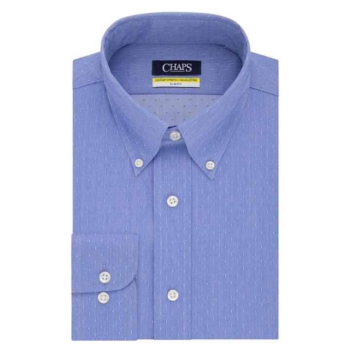 Men's Chaps Slim-fit Stretch Collar Dress Shirt, Size: 17-32/33, Brt Blue