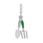 Laura Ashley Garden Collection Sterling Silver Lab-created White Sapphire Fork & Trowel Charm, Women's