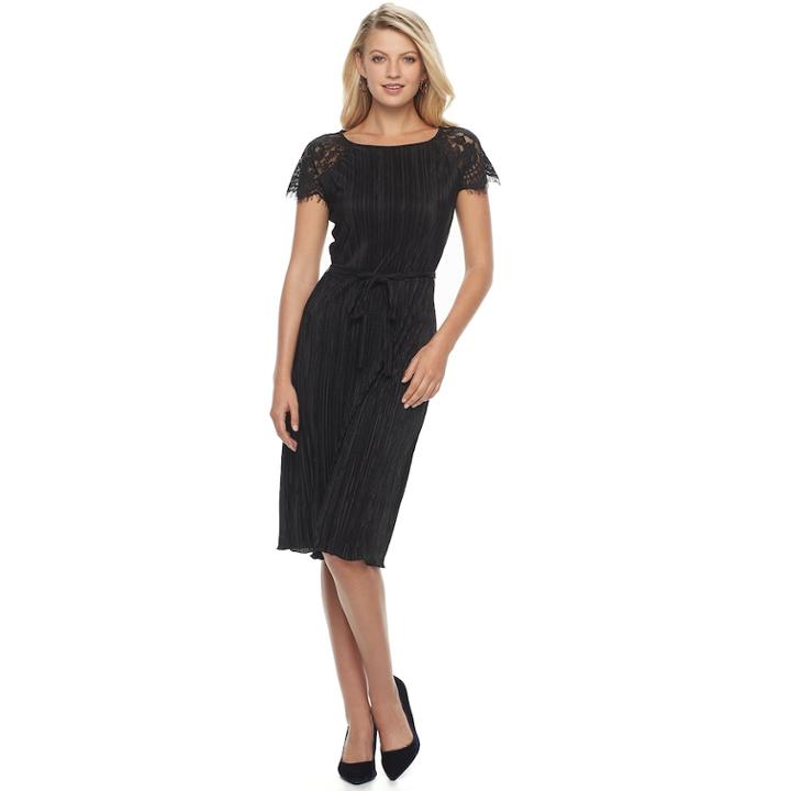 Women's Apt. 9&reg; Textured Lace Shift Dress, Size: Medium, Black