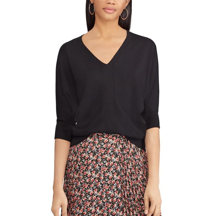 Women's Chaps V-neck Sweater, Size: Small, Black
