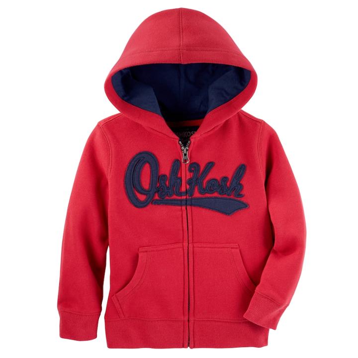 Baby Boy Oshkosh B'gosh&reg; Logo Zip Hoodie, Size: 24 Months, Red