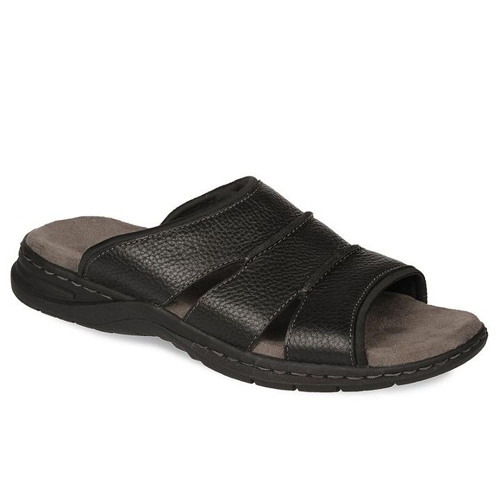 Dr. Scholl's Gordon Men's Leather Slide Sandals, Size: Medium (9), Black
