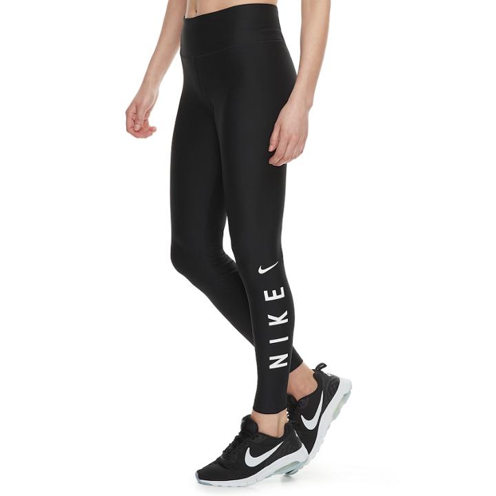 Women's Nike Power Graphic Training Midrise Leggings, Size: Large, Grey (charcoal)