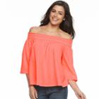 Women's Apt. 9&reg; Smocked Off-the-shoulder Top, Size: Xxl, Brt Orange