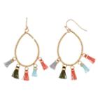 Mudd&reg; Beaded & Tasseled Drop Hoop Earrings, Women's, Multicolor