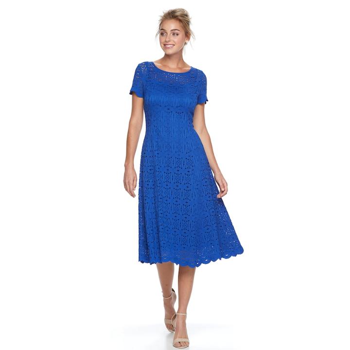 Women's Ronni Nicole Lace Fit & Flare Dress, Size: 16, Med Blue