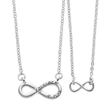 Side By Side Crystal Mother & Daughter Infinity Necklace Set, Women's, White