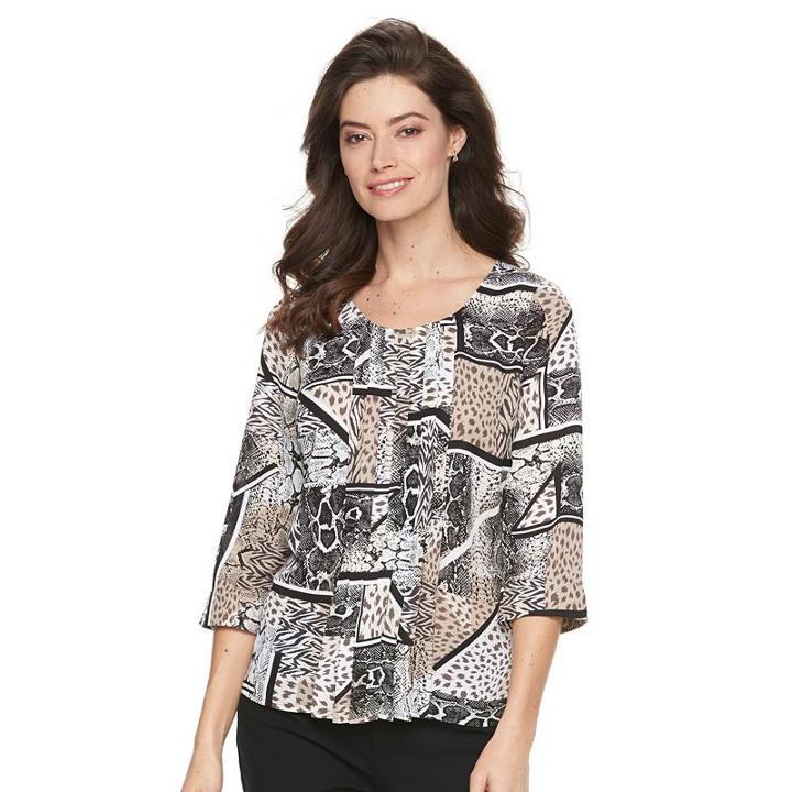 Women's Dana Buchman Pleated Chiffon Top, Size: Medium, White