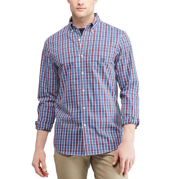 Big & Tall Chaps Regular-fit Plaid Easy-care Stretch Button-down Shirt, Men's, Size: Xl Tall, Red