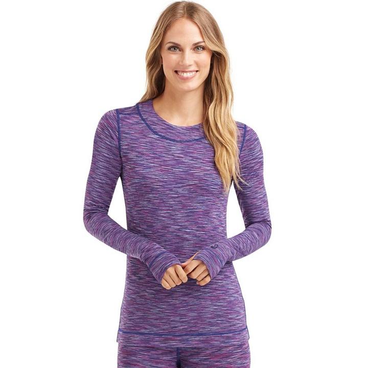 Women's Cuddl Duds Flexfit Crewneck Top, Size: Xlrg Av/rg, Beige Over