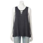 Juniors' Cloudchaser Strappy Front Tunic Tank, Teens, Size: Medium, Grey (charcoal)