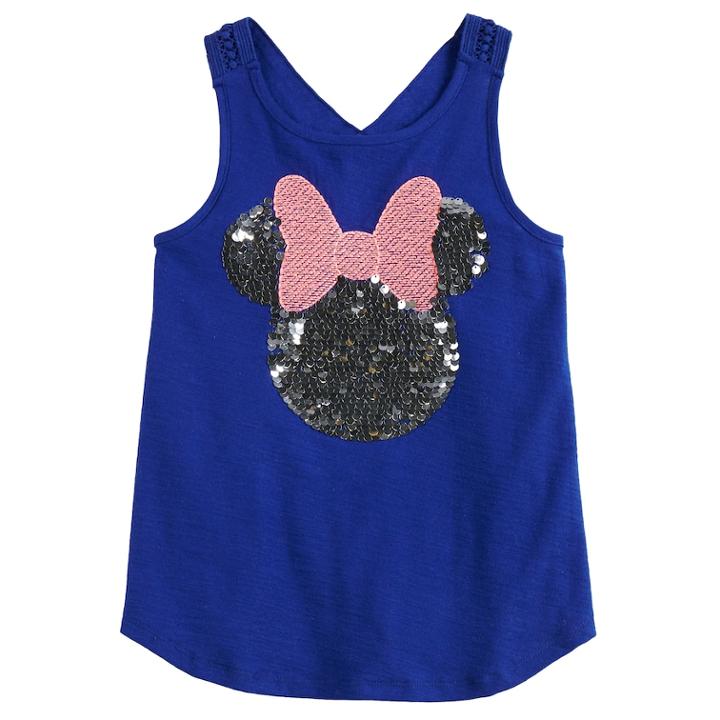 'disney's Minnie Mouse Girls 4-10 Sequined Graphic Tank Top By Jumping Beans&reg;, Size: 5, Blue (navy)