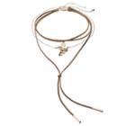 Mudd&reg; Leaf Cluster & Faux Suede Bolo Choker Necklace Set, Women's, Lt Brown