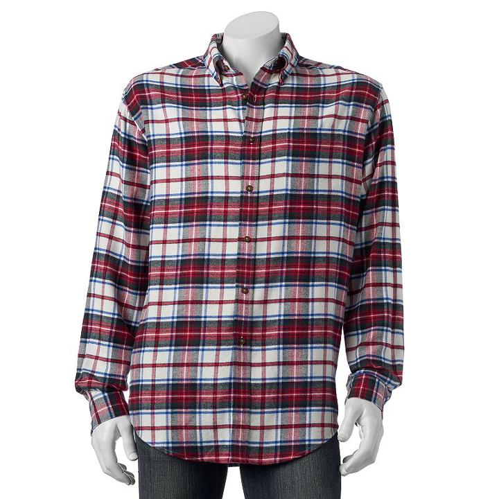 Men's Croft & Barrow&reg; Classic-fit Plaid Flannel Button-down Shirt, Size: Xl, White Oth