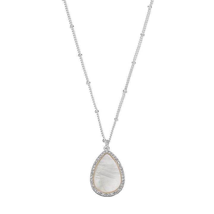 Lc Lauren Conrad Long Mother-of-pearl Teardrop Pendant Necklace, Women's, White Oth