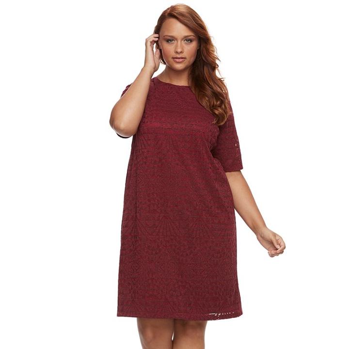 Plus Size Suite 7 Burnout Shift Dress, Women's, Size: 20 W, Red Other