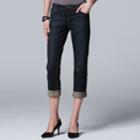 Women's Simply Vera Vera Wang Roll Cuff Capri, Size: 2, Dark Blue
