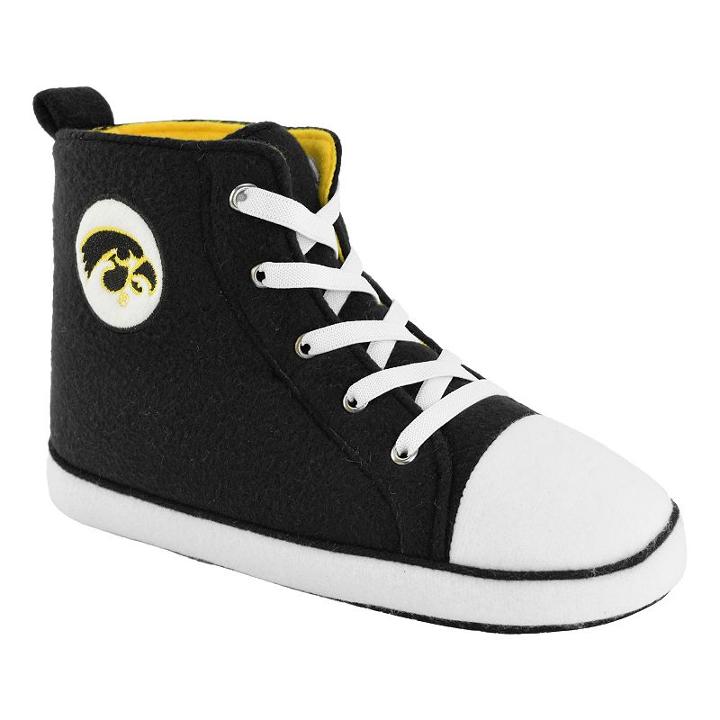 Adult Iowa Hawkeyes Hight-top Sneaker Slippers, Size: Medium, Black