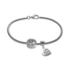 Individuality Beads Crystal Sterling Silver Snake Chain Bracelet, Inspirational Heart Charm & Tree Bead Set, Women's, Grey