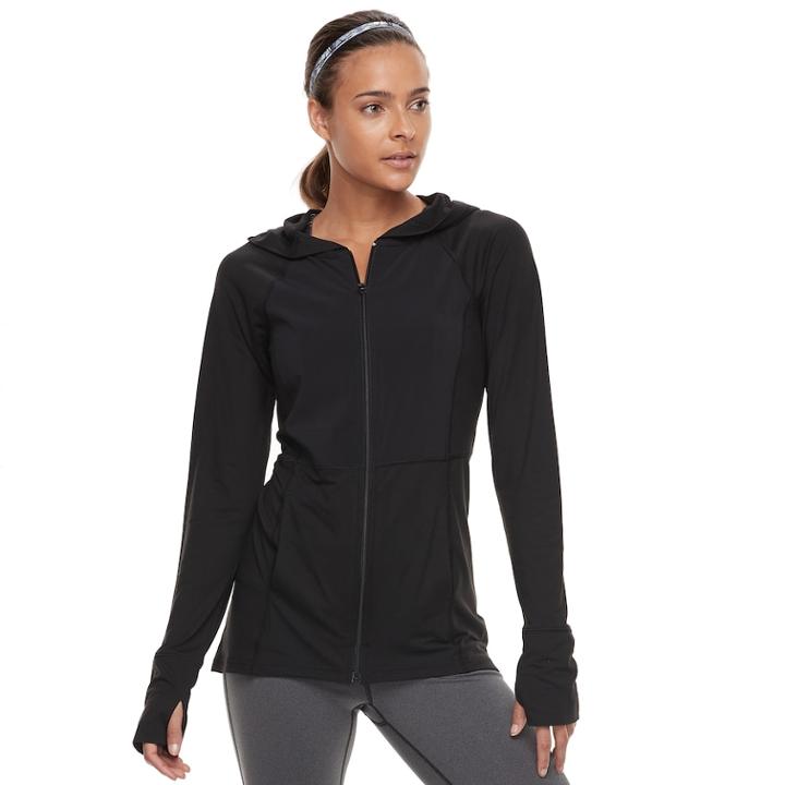 Women's Tek Gear&reg; Jersey Thumb Hole Jacket, Size: Medium, Black