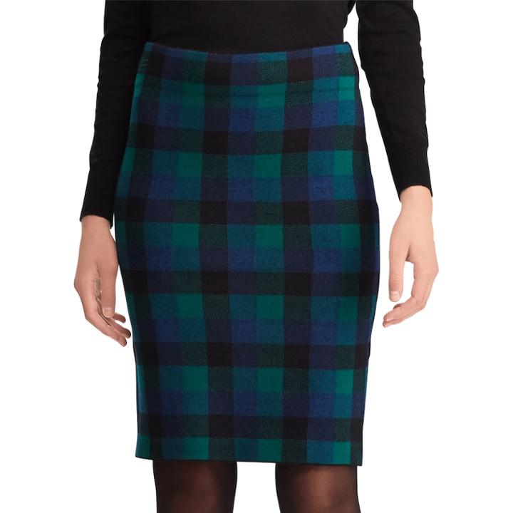 Women's Chaps Plaid Pencil Skirt, Size: Large, Black