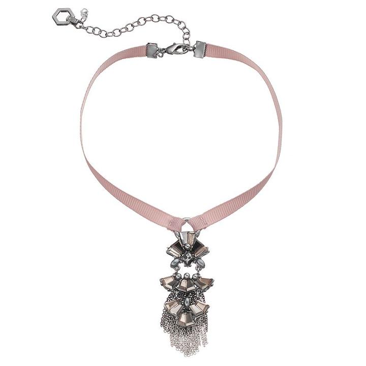 Simply Vera Vera Wang Ribbon Stone Cluster Fringe Choker Necklace, Women's, Multicolor