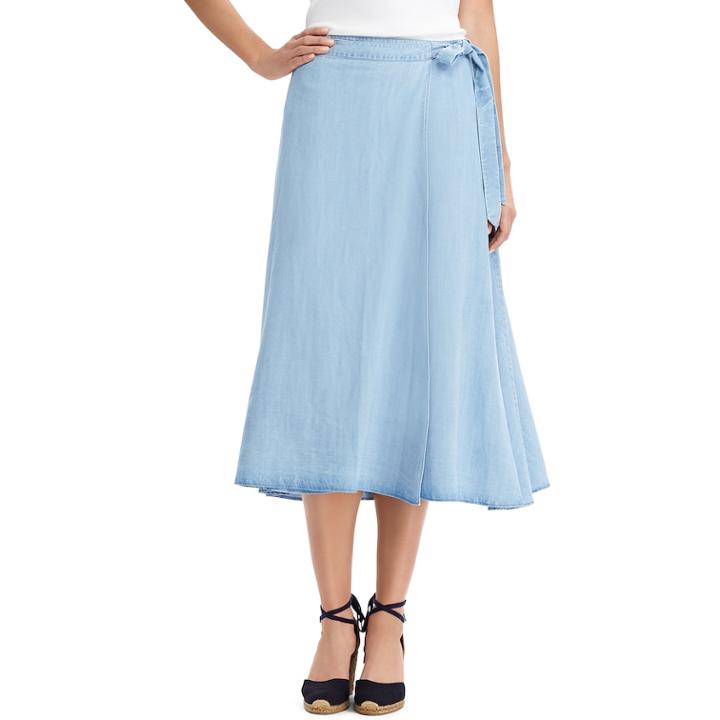 Women's Chaps Chambray A-line Midi Skirt, Size: Xl, Blue